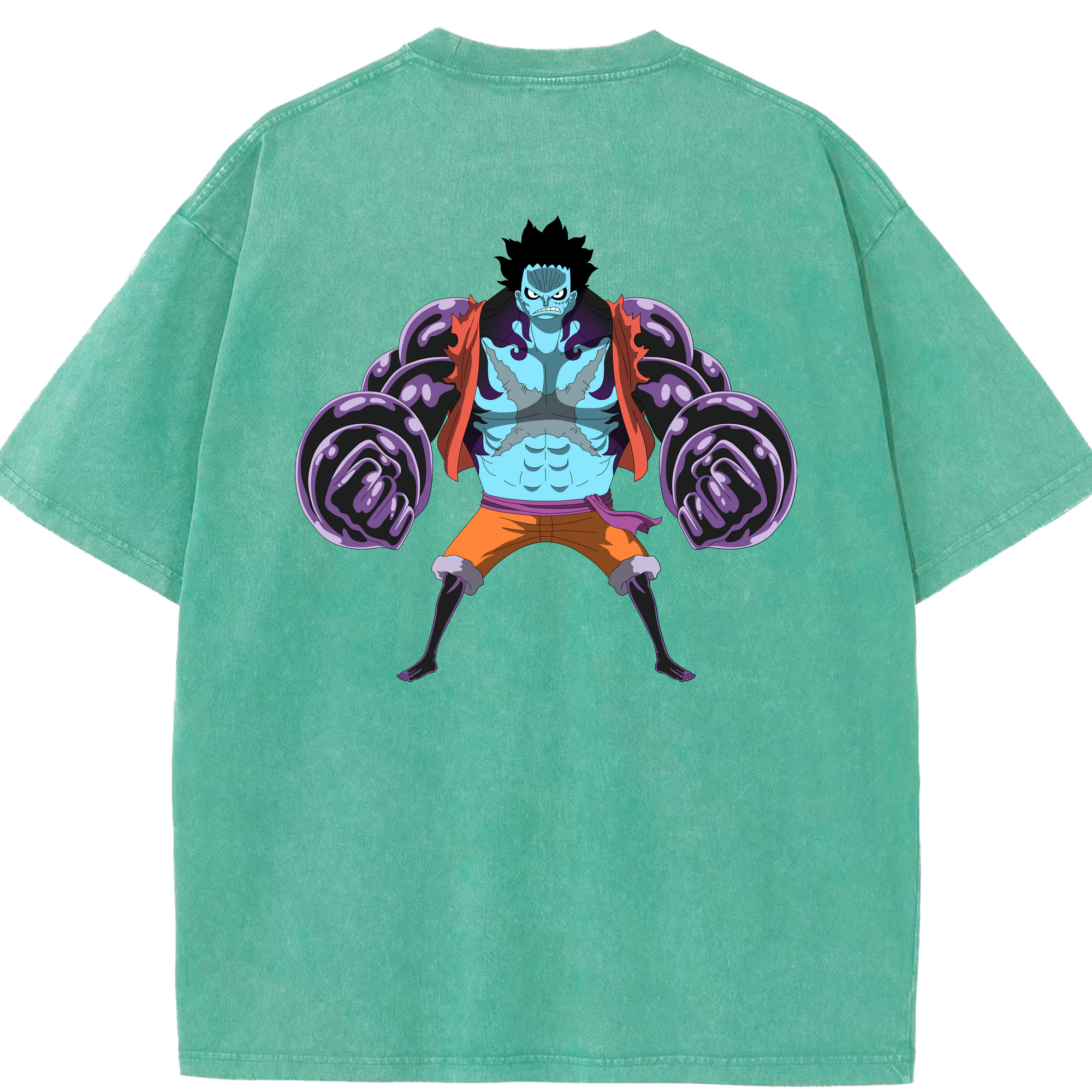 ワンピース モンキー・D・ルフィ ONE PIECE Monkey D. Luffy 綿100% ヴィンテージ風 半袖Tシャツ（背面プリント）